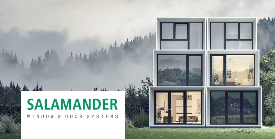 Caixilharia Salamander em PVC com design moderno e máximo envidraçado