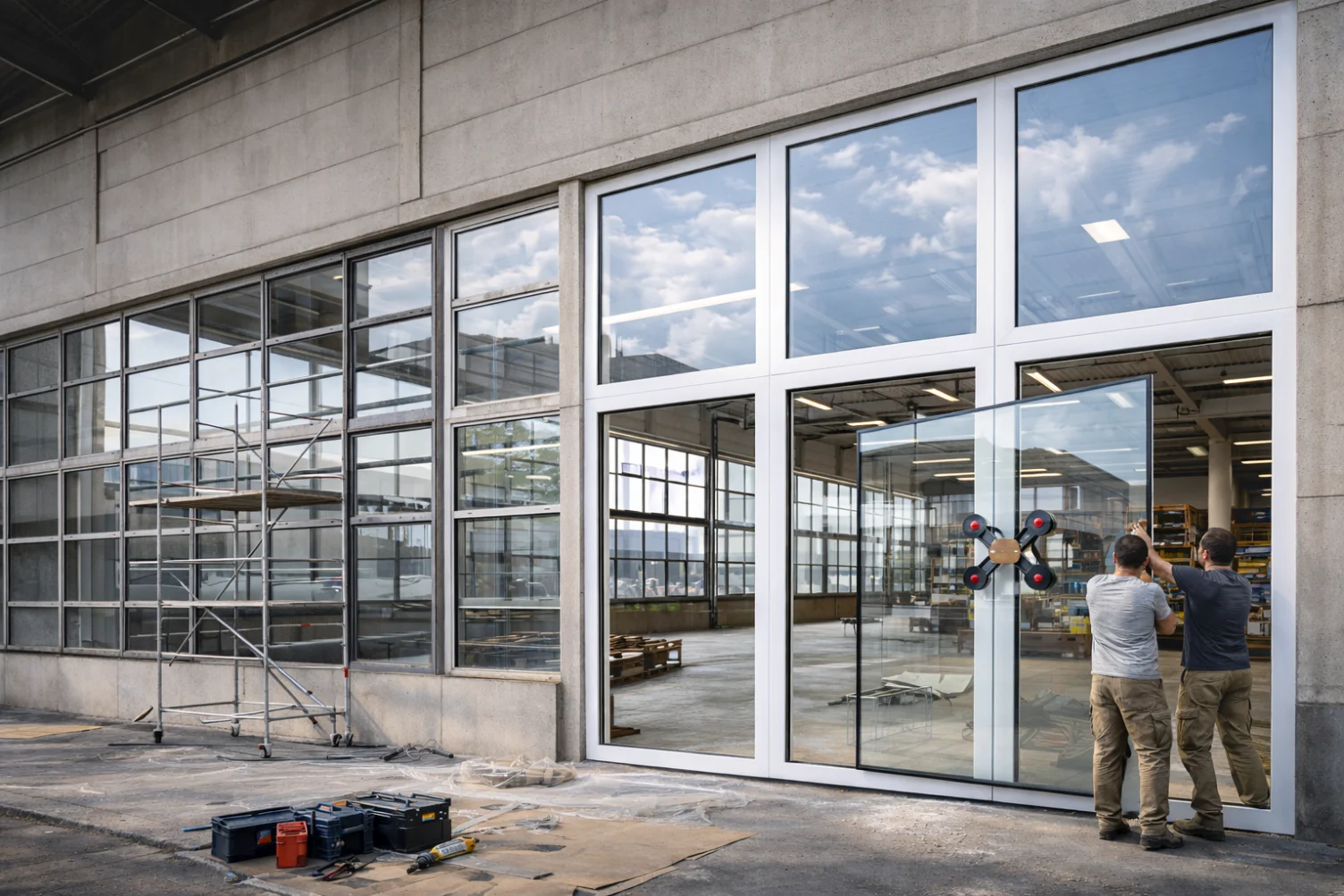 armazém com caixilharia nova