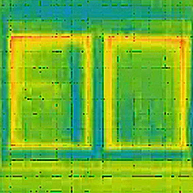 Thermal image of a window with insulating solar-control glazing