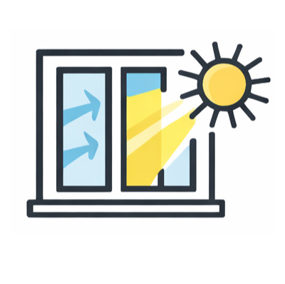 Vidro duplo com controlo solar em janelas PVC para reduzir o calor interior em casas no litoral