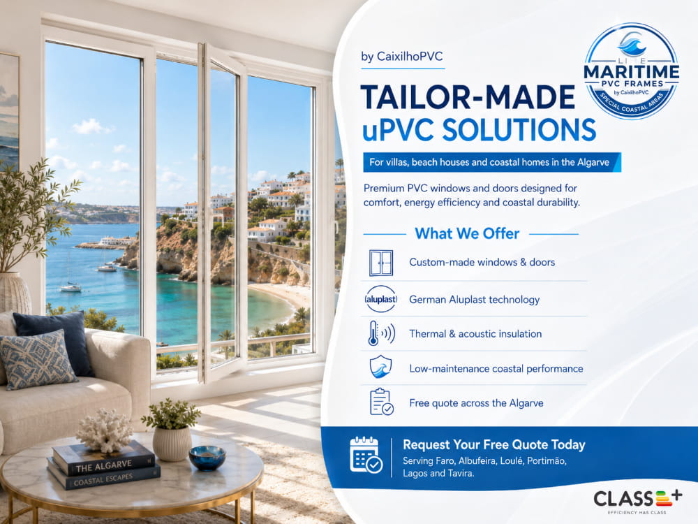 Tailor-made uPVC solutions banner for premium PVC windows and doors in the Algarve