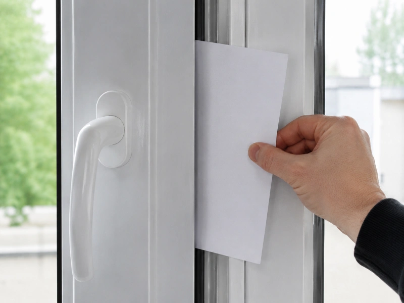 Teste com folha de papel para verificar a pressão de fecho de uma janela oscilobatente