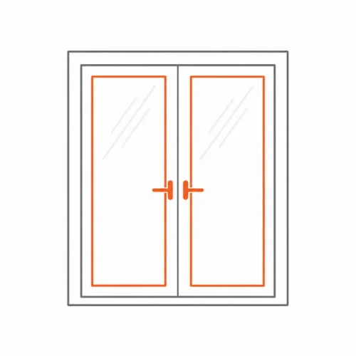 Ícone de porta janela PVC com duas folhas envidraçadas