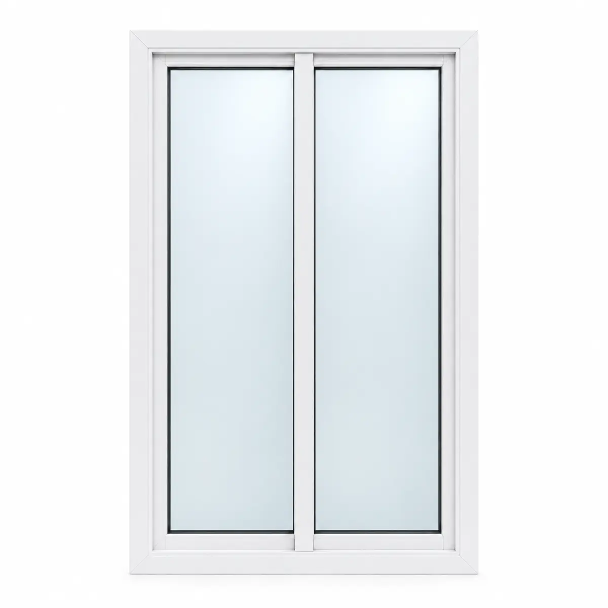 Porta-janela PVC de correr por medida com duas folhas, caixilharia branca e vidro duplo